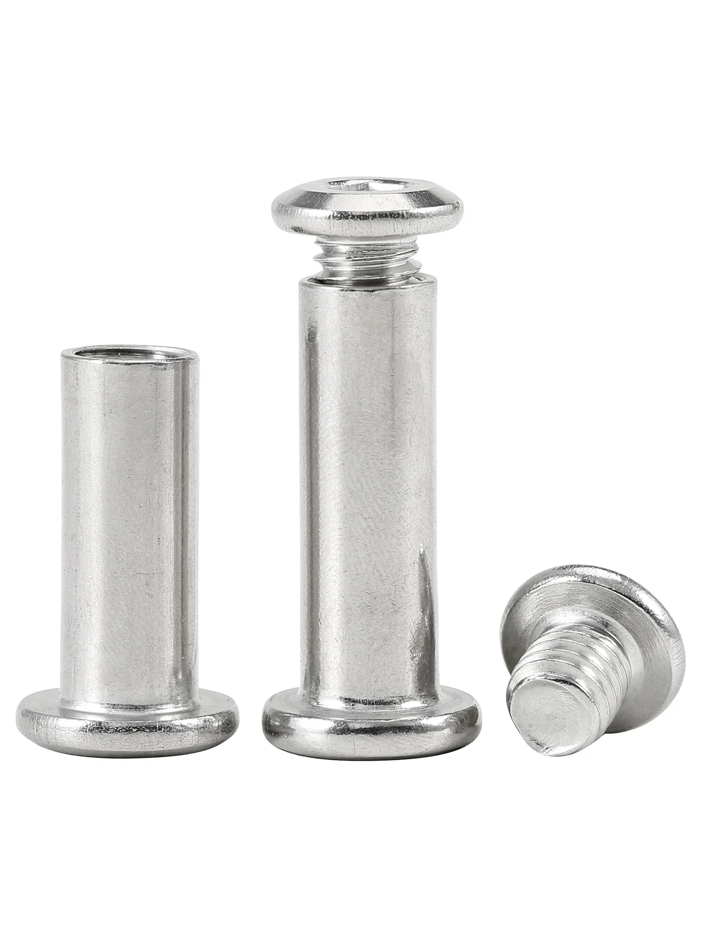 5-20Set M2 M3 M4 304 Stainless Steel Flat Hex Hexagon Socket Head Furniture Rivet Connector Insert Joint Sleeve Cap Nut Set