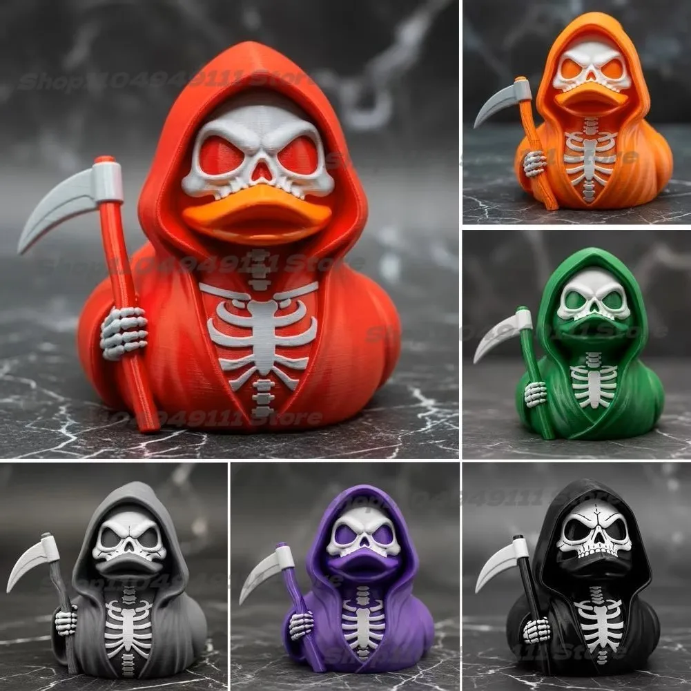 

Scythe Skeleton Duck Figurine Resin Gothic Duck Ornament Skeleton Duck Collectible Statue for Halloween Decor Home Office Desk