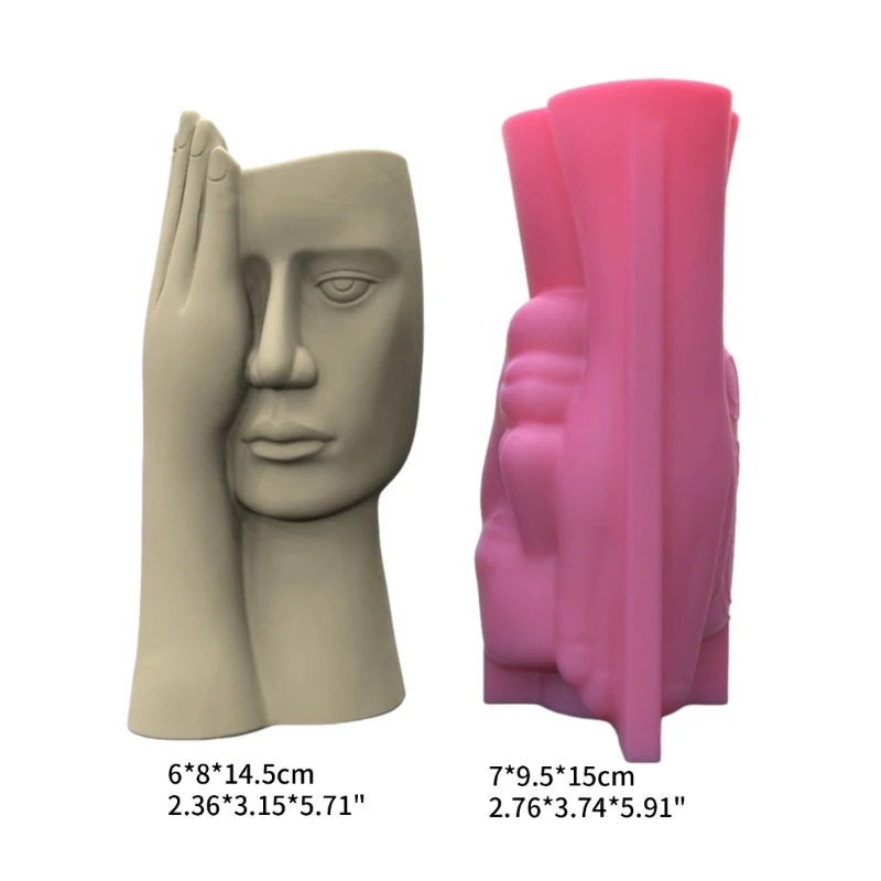 DIY Planter Vase Molds Screened Human Face Cements Mould Silicone Material