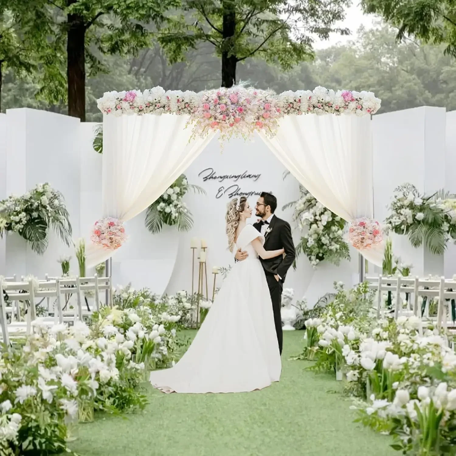 مجموعة حامل خلفية جديدة للأنابيب والستارة، حامل خلفية عالي التحمل 8.9 قدم × 10 قدم، إطار معدني قابل للتعديل للخلفية، خلفية S