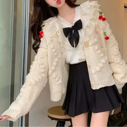 2024 Spring Autumn New Xiaoxiangfeng Sweet Commute Long Sleeve Solid Color Embroidery All-match High Street Cardigan Female Coat