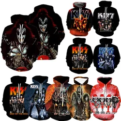 New KISS Rock Band 3D Print Hoodies Men Women Fashion Hip Hop Style Hooded Sweatshirts Oversized Streetwear Hoodie Kid Pullovers