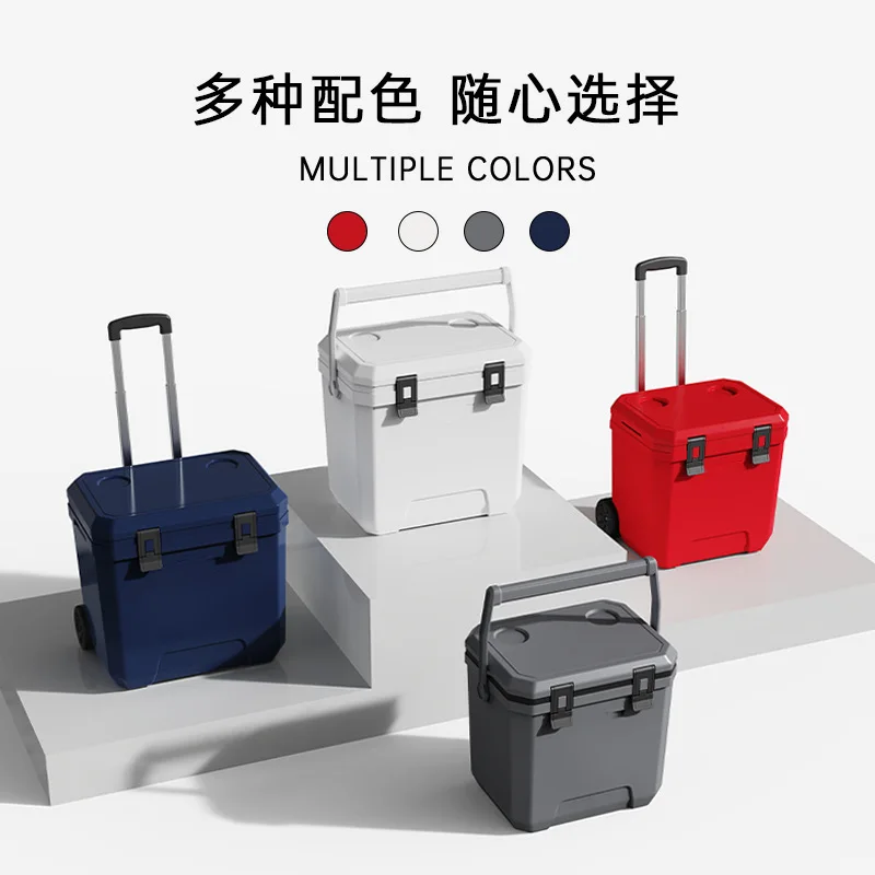 Car tie rod with wheel portable incubator 38QT camping picnic refrigerated and fresh outdoor cold refrigerator for merchants