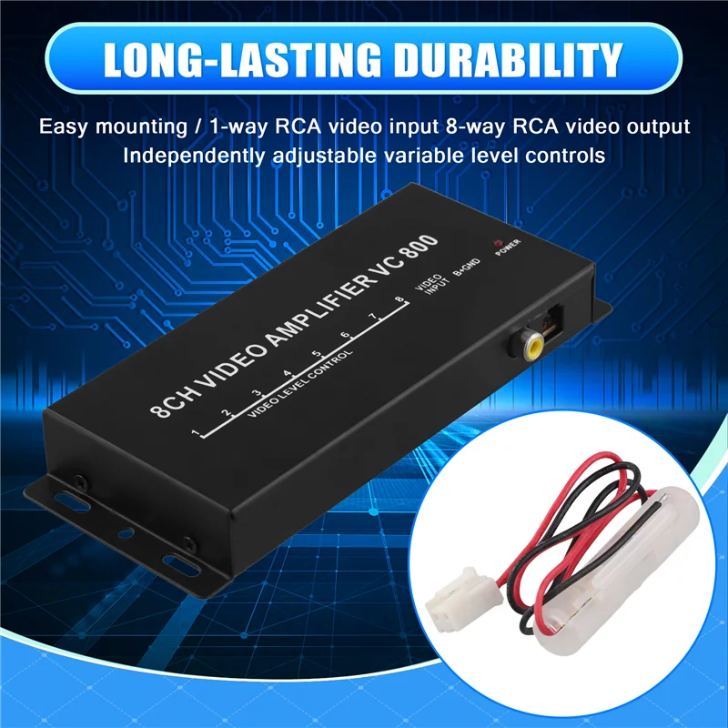 CS-DC12V Car Auto 1 To 8 Output Video Signal Spliter Amplifier For DVD/LCD/TV Video Spliter MX1322