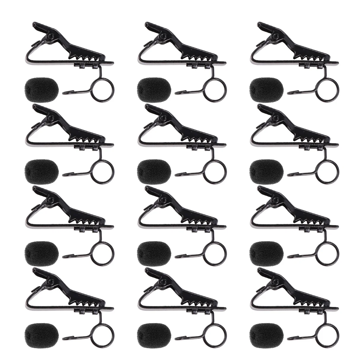 

24 Pcs Microphone Clip Online Karaoke Iron Lapel Voice Chat Tie Lavalier Video Conferencing Black