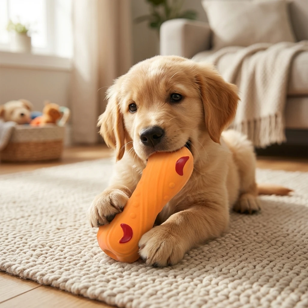 Teeth Cleaning Dog Chew Bone - 1pc Dental Cleaning Toy Natural Latex