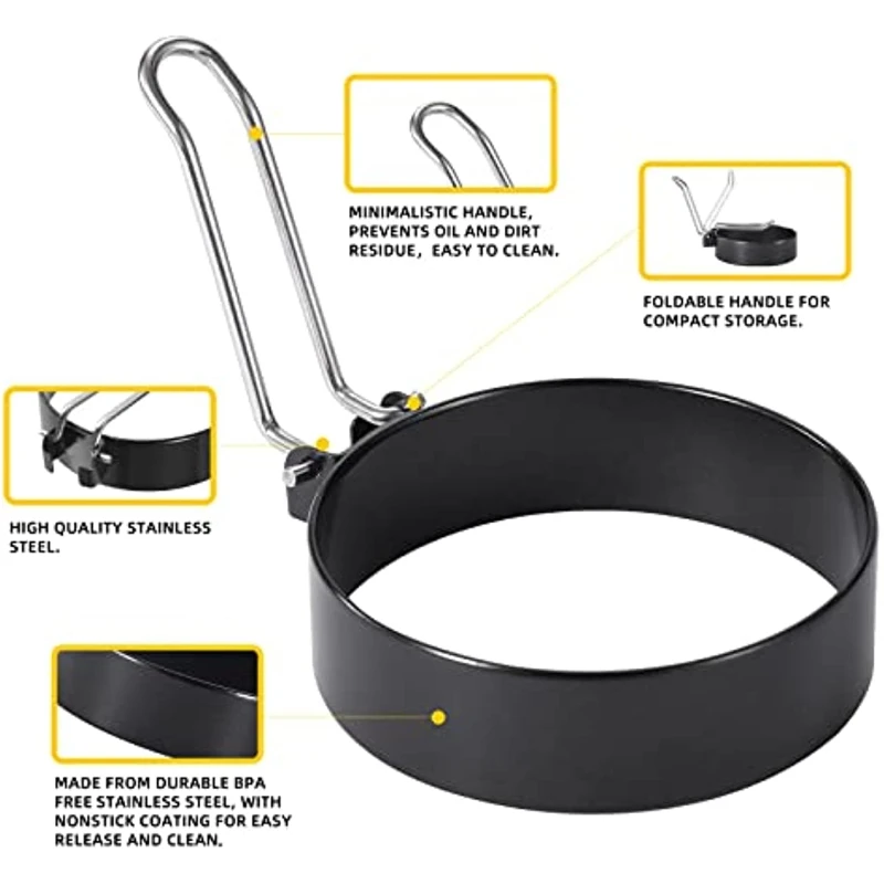 2pcs Stainless Steel Egg Ring Non-Stick Egg Ring, McMuffin, Sandwiches, Frying Or Shaping Eggs, Household Breakfast Cooking