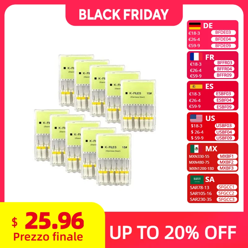 

10boxes Dental K Files Hand Use 8# 10# 15# Stainless Dental K-File 21mm/25mm/31mm files Root Canal Endodontic K Files Instrument