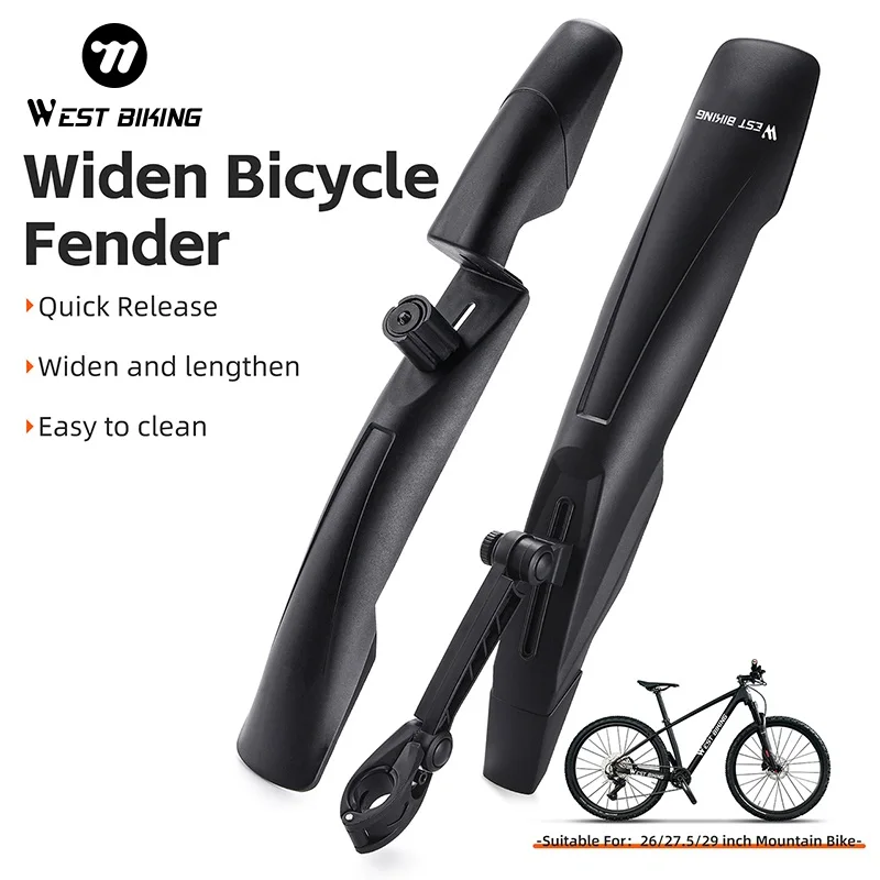 Guardabarros para Bicicleta WEST BIKING, Guardabarros Universal Ajustable Delantero y Trasero, Protector Contra Salpicaduras de Lodo para Bicicletas de 26, 27 y 29 Pulgadas