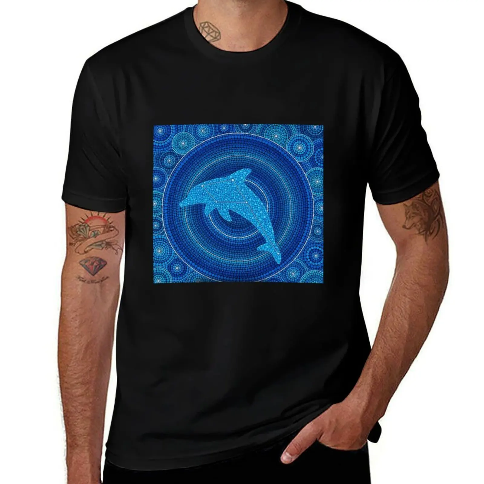Dolphin australian aboriginal art T-Shirt Utility Work Short Sleeve Top T-Shirt