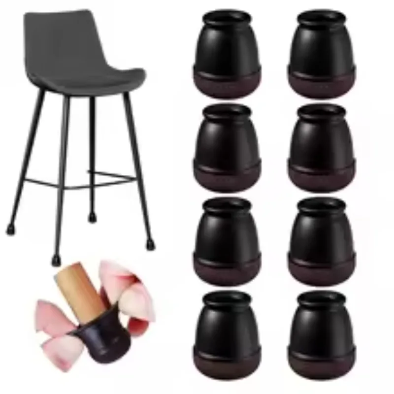 

8Pcs Black Silicone Chair Leg Protectors with Thick Felt Pads, Anti-Slip & Noise Reduction Caps for Hardwood Floors