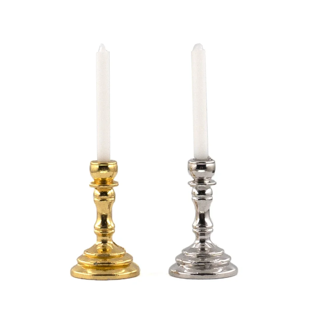 1Pcs 1/12 인형 집 미니어처 금속 촛대 모델 장난감 인형 집 액세서리 장식 ob11 bjd에 대 한 미니 촛불