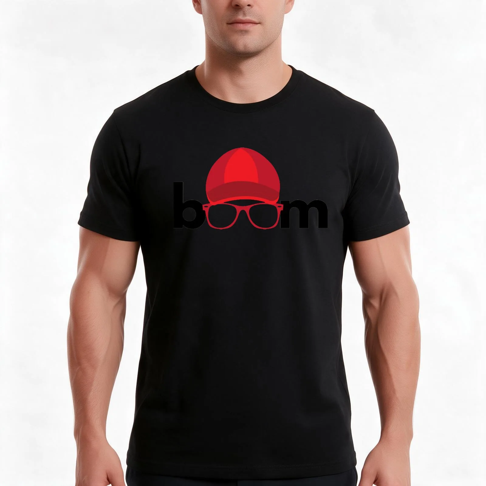 Boom the Red T-Shirt, Summer Casual Cotton Tee, Oversized Streetwear Tops, Vintage Graphic Print, Loose Fit Short Sleeve