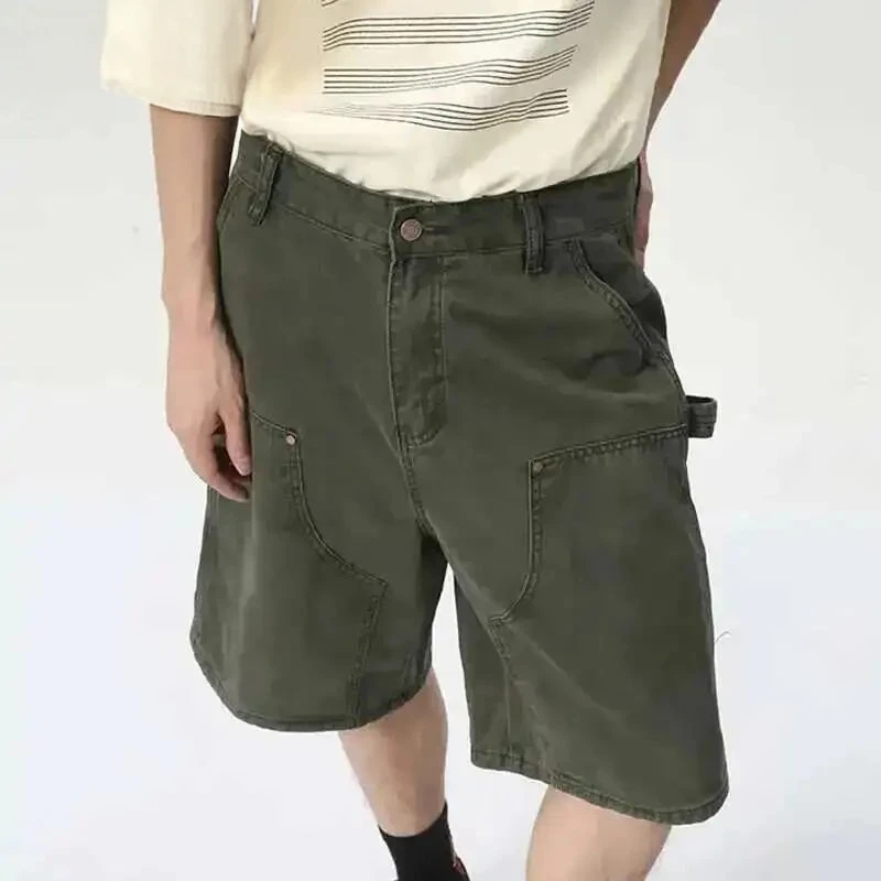 

IEFB Men's Knee-Length Denim Shorts Summer New Multi Pocket Casual Fashionable Shorts Comfortable Fit High Quality Material