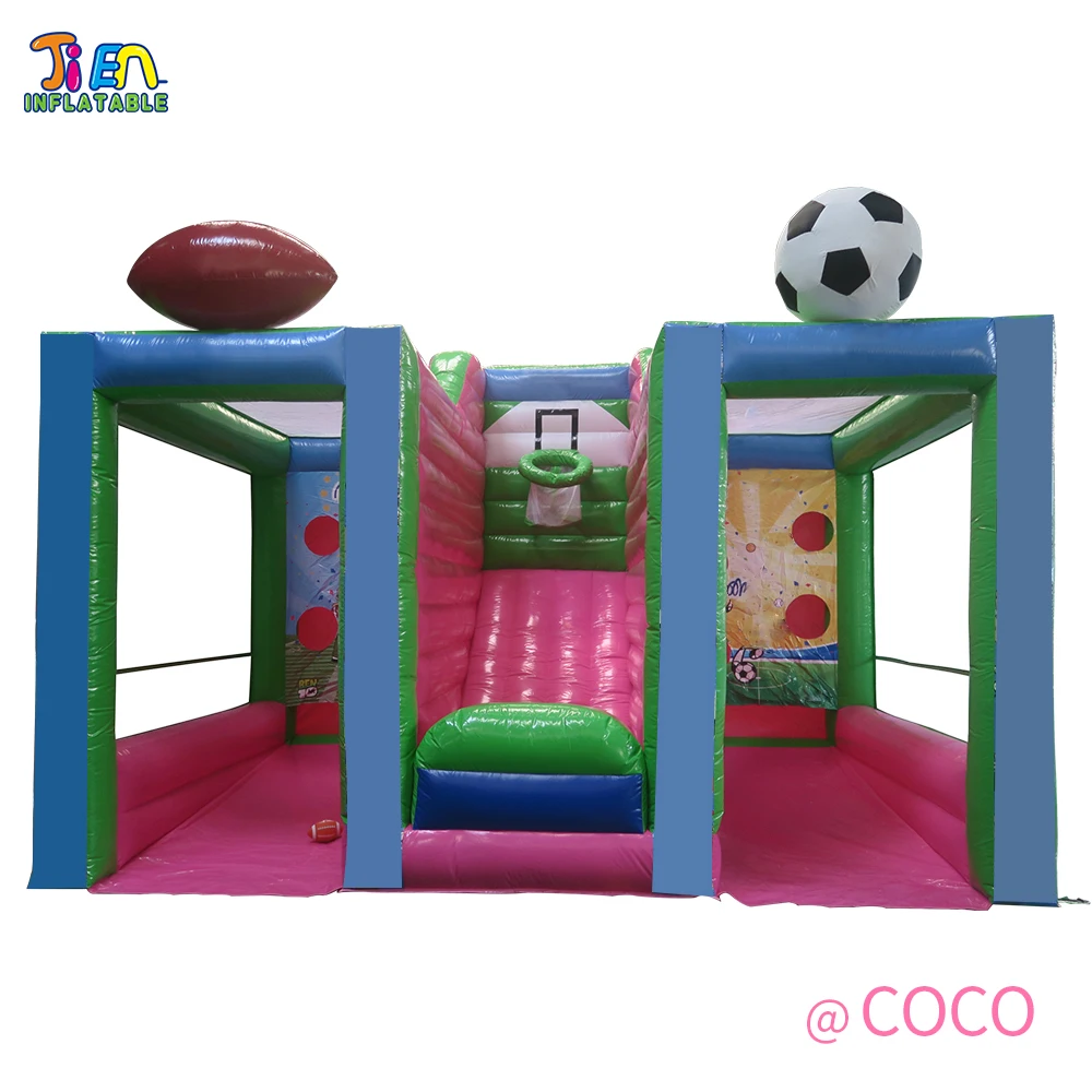 

3 in 1 inflatable carnival game, inflatable basketball hoop/football game