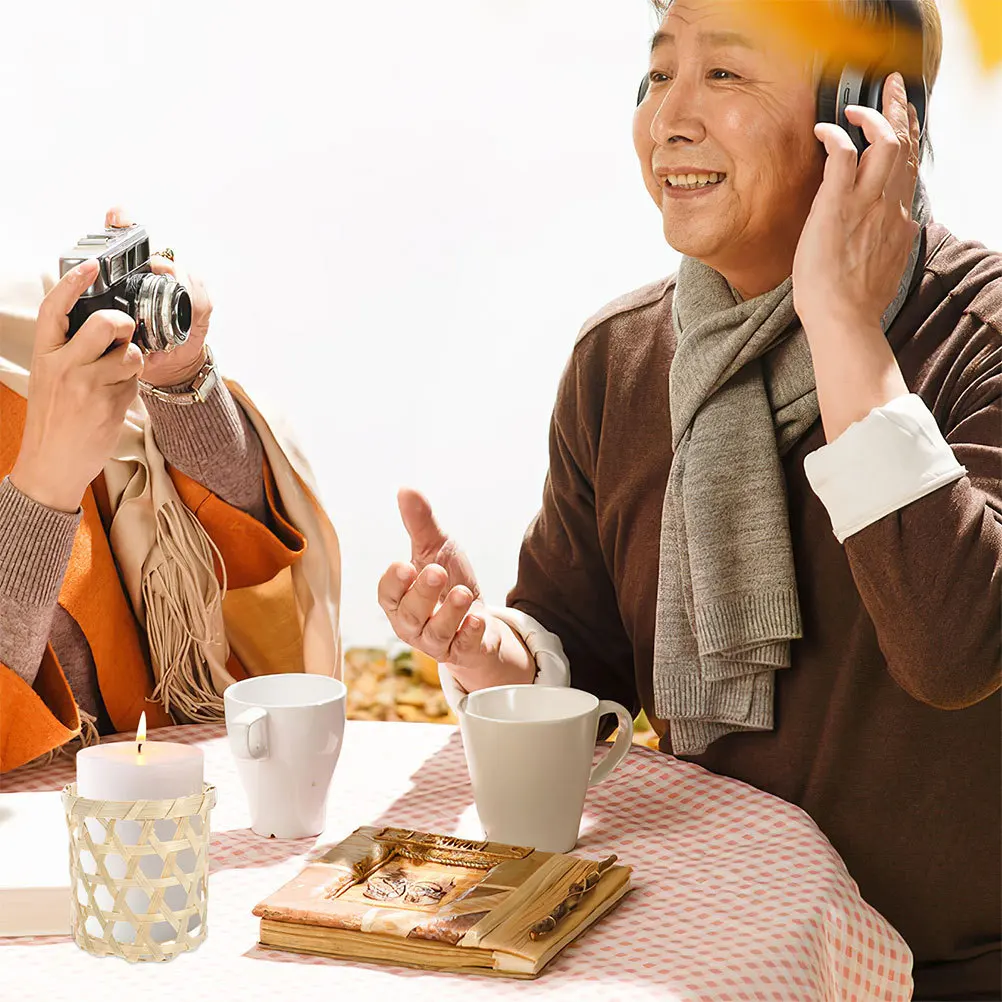 6 قطعة حامل سلة مغزولة عتيق قطعة مركزية للطاولة حامل شمع حرفي قطعة مركزية للطاولة