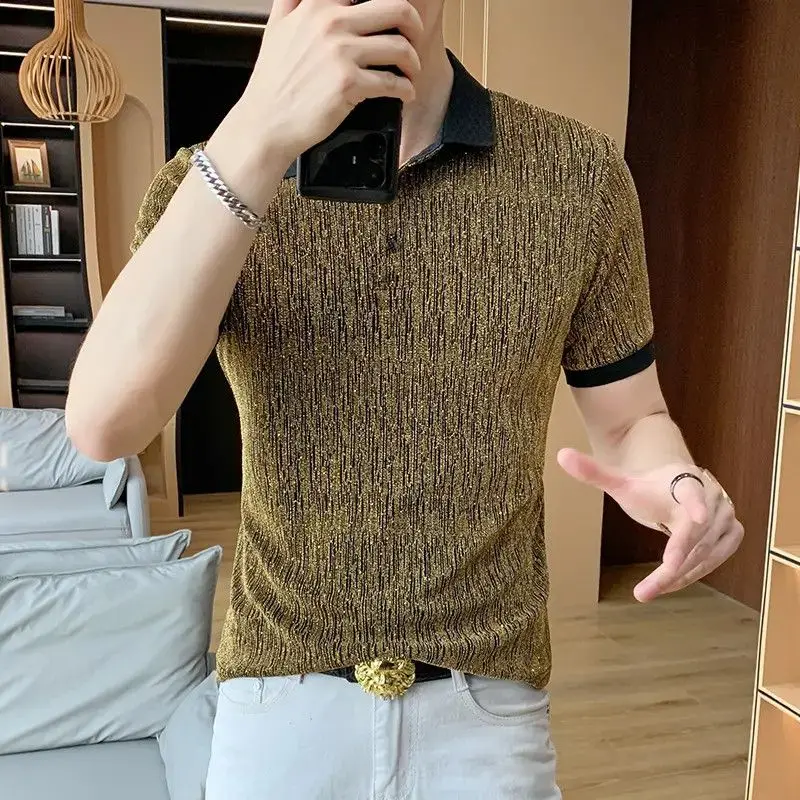 

Мужской трикотажный топ Silver Tead с коротким рукавом, модный, роскошный, для весны и осени, Cleanfit Sle