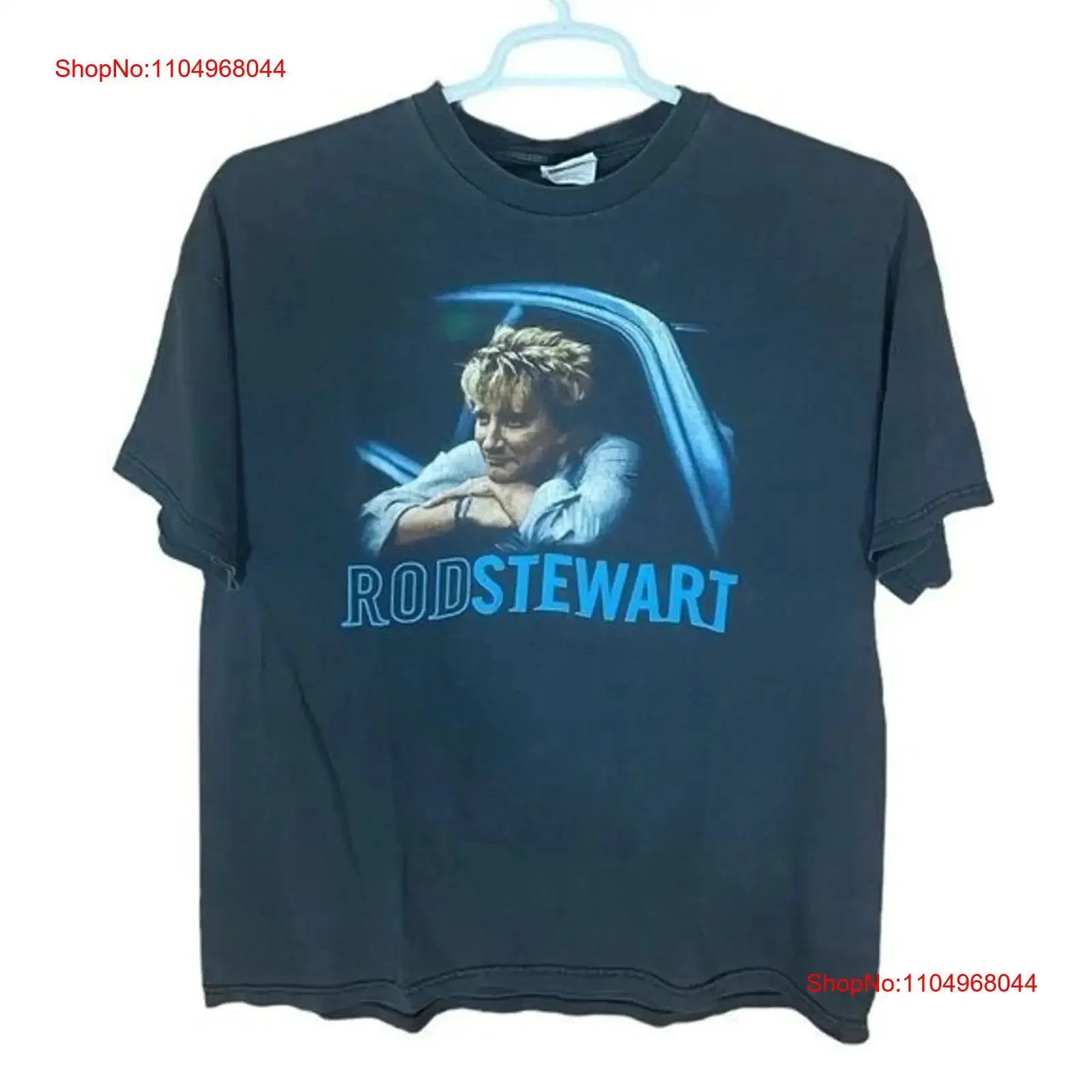 Винтажная футболка Rod Stewart для мужчин, размер XL, в стиле поп-рок, для концертов и туров, повседневная, черная, с длинными или короткими рукавами, винтажная, с эффектом потертости.