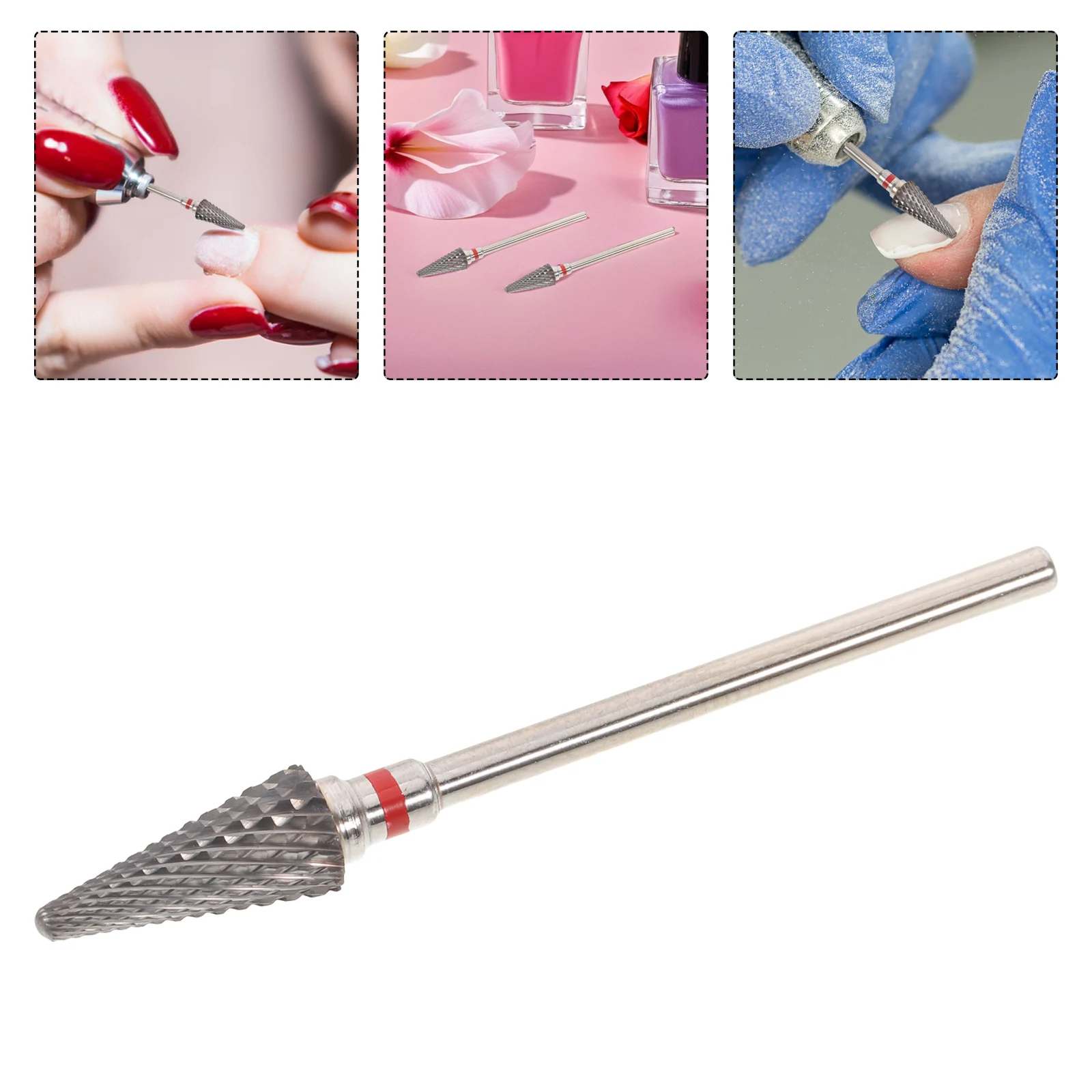 Conjunto de brocas de carboneto para unhas, formato de guarda-chuva, broca eficiente, removedor de cutícula, ferramenta de polimento de manicure precisa, profissional