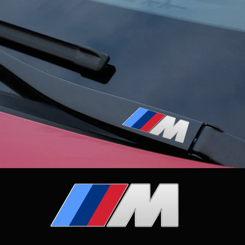 4 pcs For BMW Metal emblem Auto Decor Decals Reflective Car Window Wiper Stickers M Power Performance M3 M5 X1 X3 X5 E46 E39 E36