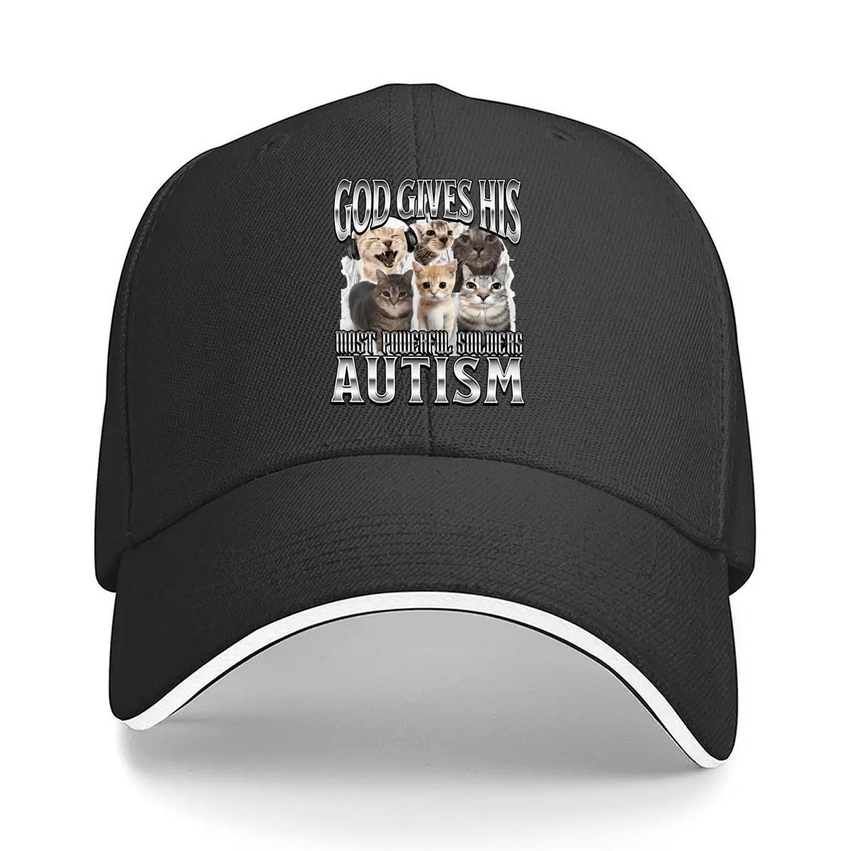God Gives His Most Powerful Soldiers Autism Cats Sandwich Baseball Cap Sun Cap Outdoor Workouts Hat
