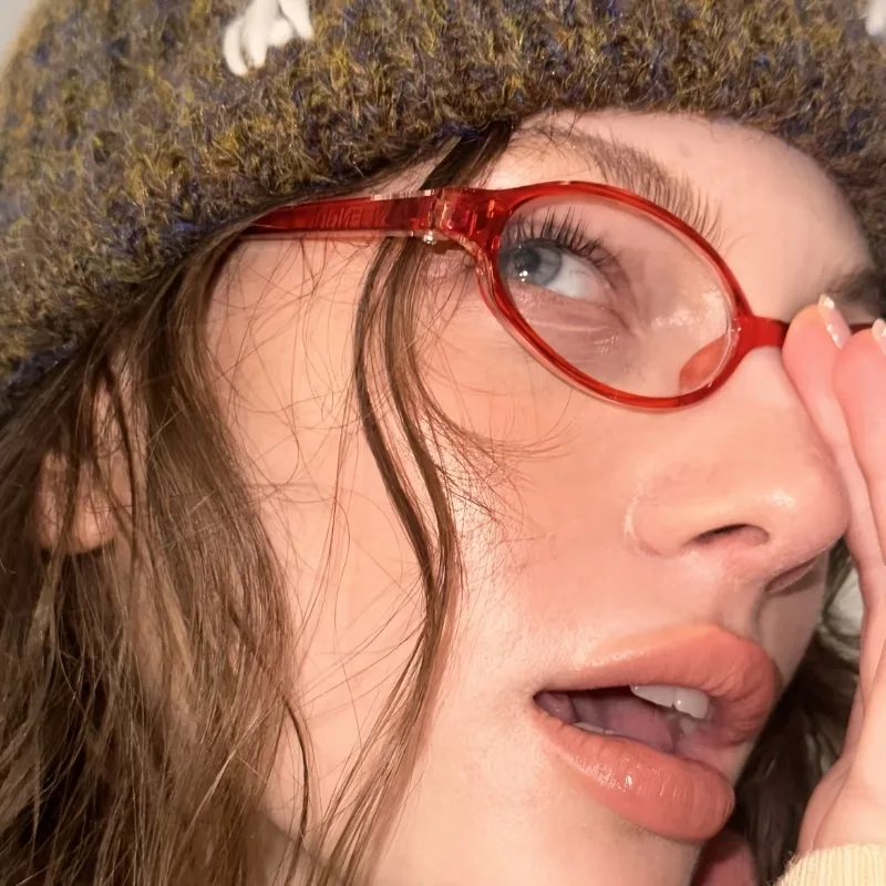 

4PCS Women's Oval Frame Transparent Lens Glasses Y2K Retro Style Small Frame Glasses Fashionable Computer Glasses