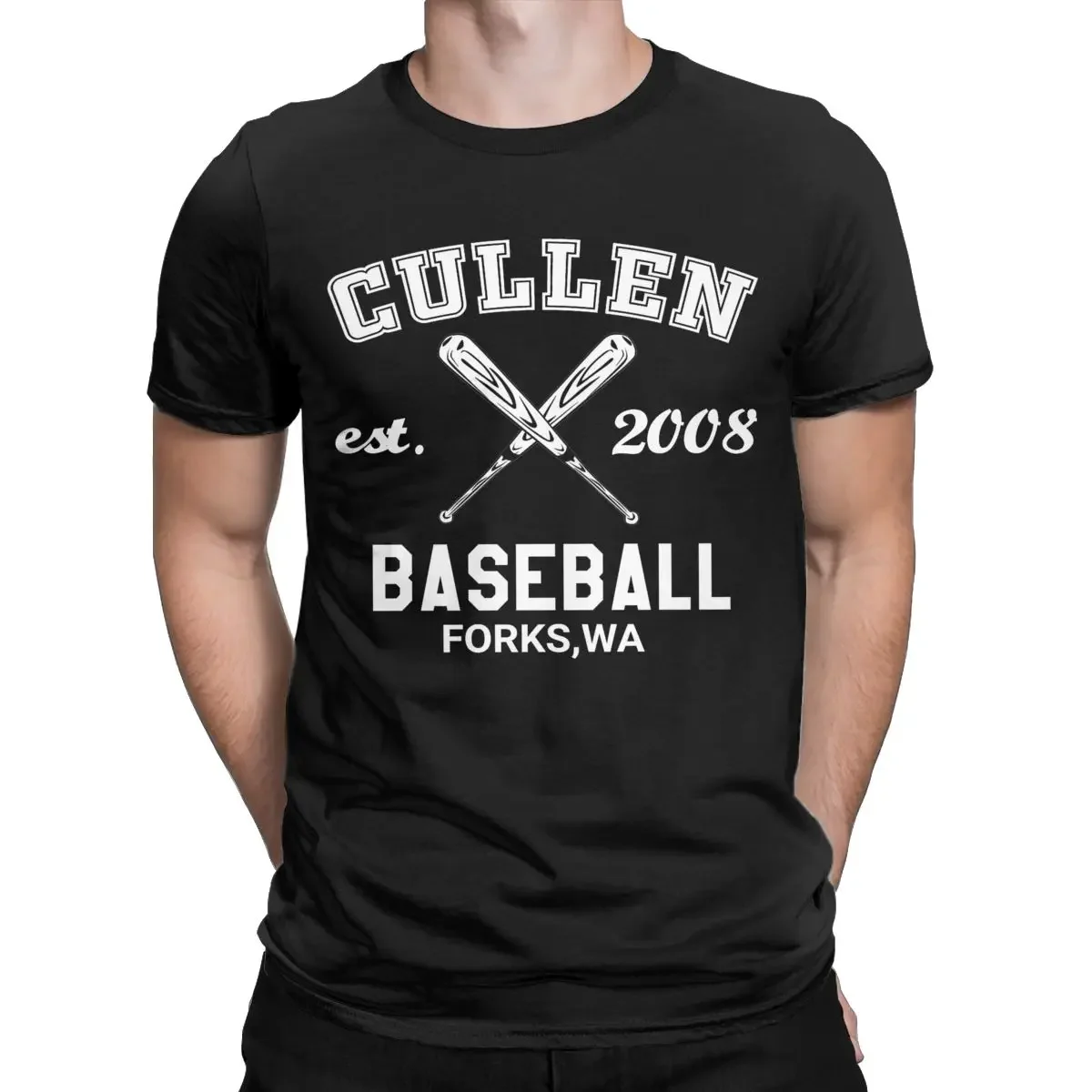 Men T-Shirts Cullen Baseball Twilight Casual Pure Cotton Tees Short Sleeve T Shirt Crew Neck Tops Big Size