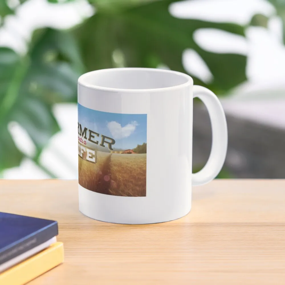 Farmer Wants A Wife Classic  Mug Handle Round Cup Drinkware Photo Image Tea Coffee Gifts Printed Simple Picture Design