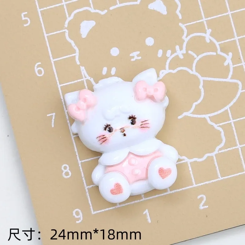 10Pcs Cartoon bow kitten, puppy series Flat Back Resin Cabochons Scrapbooking DIY Jewelry Craft Decoration Accessorie