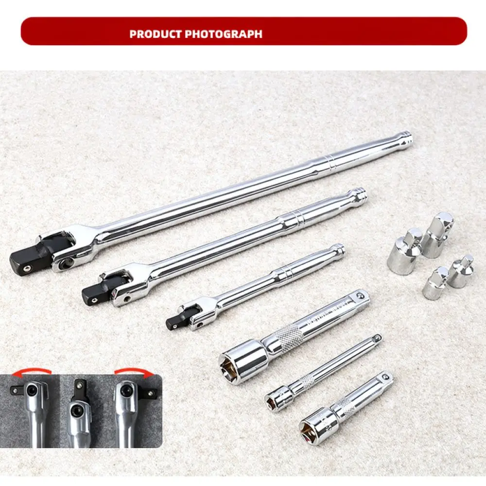 Heavy Duty 1 2 Inch Drive Flexible Breaker Bar Swivel Head Socket Wrench Alloy Steel Extension Rod Manual Repair Tool Set