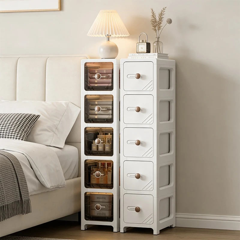 

17cm Slim Storage Cabinet, 3/4/5/6 Tier Narrow Rolling Organizer with Wheels, Space-Saving Shelf White Multi-Purpose Storage