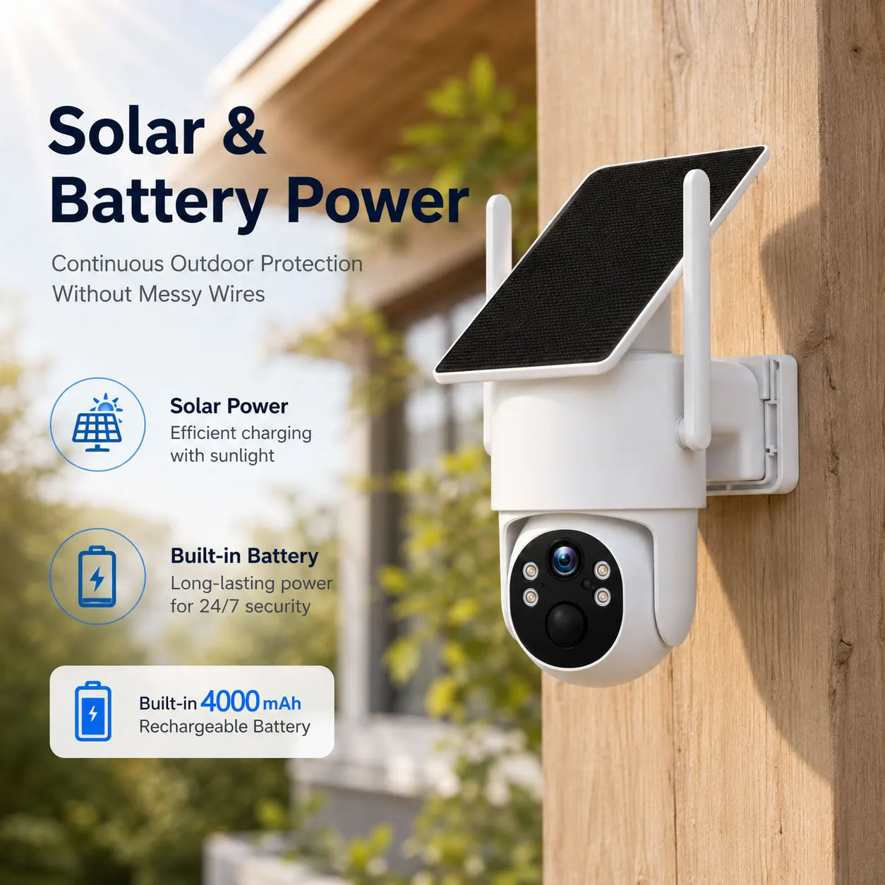 5MP Solar Powered PTZ Camera For Outdoor Wireless Home Monitoring Fixed Solar Panel 360 5GHz WiFi PIR Detection Surveillance Cam - view 6