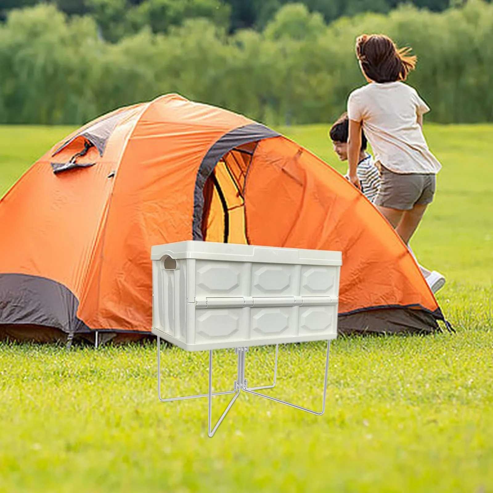 

Adjustable Outdoor Camping Stand Cooler Metal Frame Portable Ice Box Holder for Fishing Picnic Backyard Lightweight Foldable