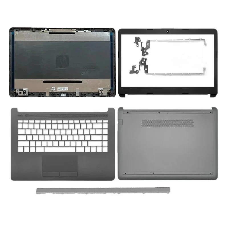 Laptop LCD Back Cover Front Bezel for HP 14-CF 14-DF 14-DK 14-DP 14S-CR 14S-CF 240 245 G8 with Hinges Gray Bottom Cover
