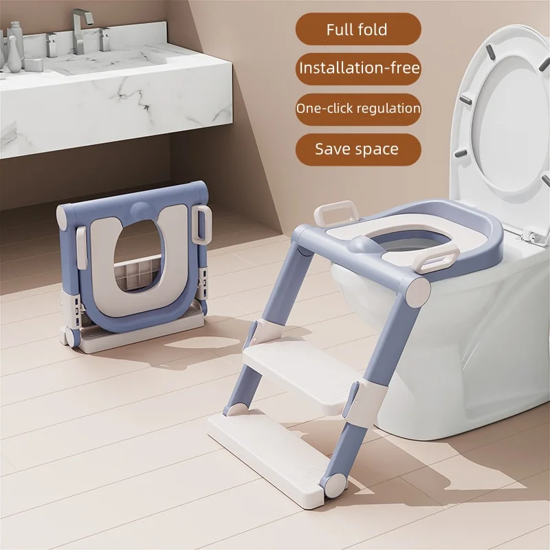 

Children's stepped toilet stand Boys and girls baby toilet stand folding free mounting bracket Children's stepped seat