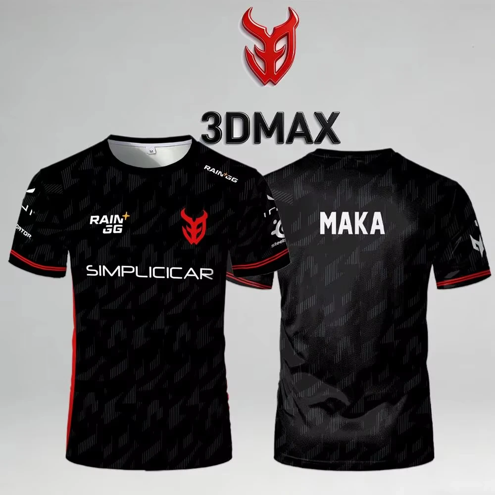 camisa-de-jogador-3dmax-esports-maka-design-preto-com-detalhes-em-vermelho-e-logo-do-time-camiseta-respiravel-para-fas-e-jogadores-de-e-sports