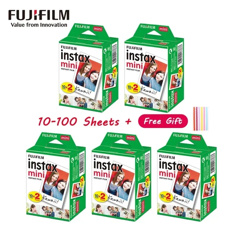 10/20/40/50/100/200 Sheets Fujifilm instax Mini 12 Camera 11 9 7+ 90 3 Inch White Edge Films Instant Mini Camera 25 Photo Paper