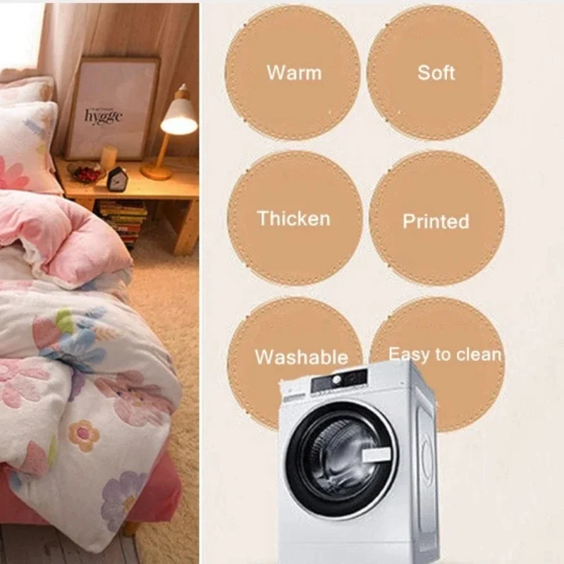 Thicken Milk Velvet Duvet Cover Autumn and Winter Milk Fleece Quilt Cover Add Fleece To  for Warmth Soft Skin Friendly Bedding