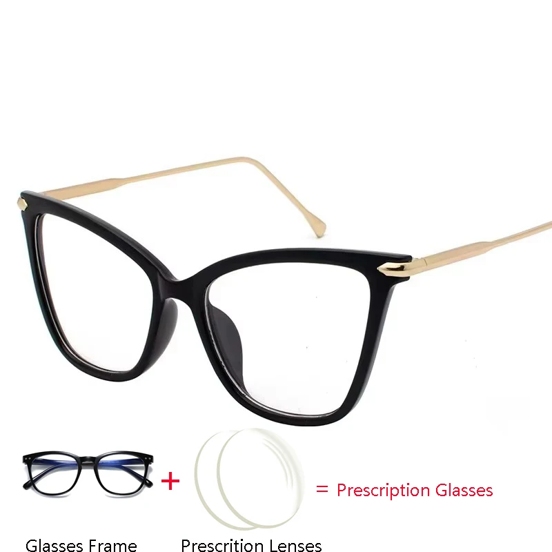 Big Frame Aspheric Lenses Prescription Eyeglasses With Cylinder Plastic Frame Cat Eye Progressive Optical Lenses With Recipe