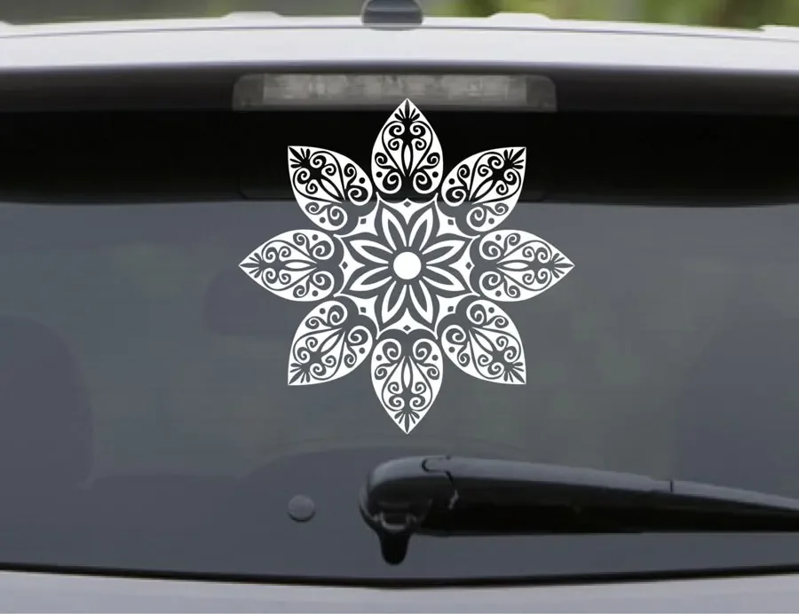 Mandala Flower Decal For Car Doily Floral Hippie Seed Of Life Pretty Fractal Psychedelic Sunflower Vinyl Sticker Waterproof MT30