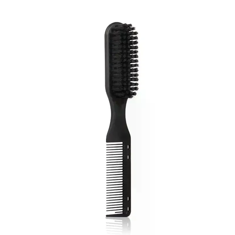2 in 1 Men's Beard Styling Brush Soft Nylon Bristles Built-in Comb Black 1Pcs Great Gift for Beard Enthusiasts