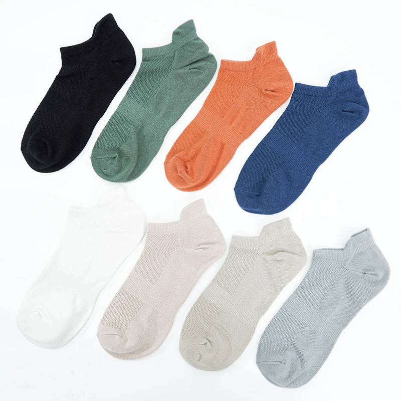 5 Pairs Men's Simple Solid-Color Sports Socks Comfortable Breathable Ankle Socks Versatile Casual Socks Invisible Socks