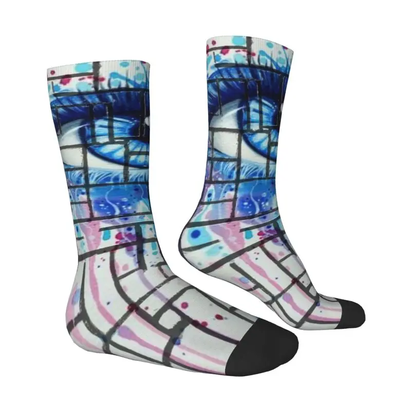 Custom Piet Mondrian Eye Men Women Crew Socks Unisex Fashion De Stijl Abstract Art Spring Summer Autumn Winter Dress Socks