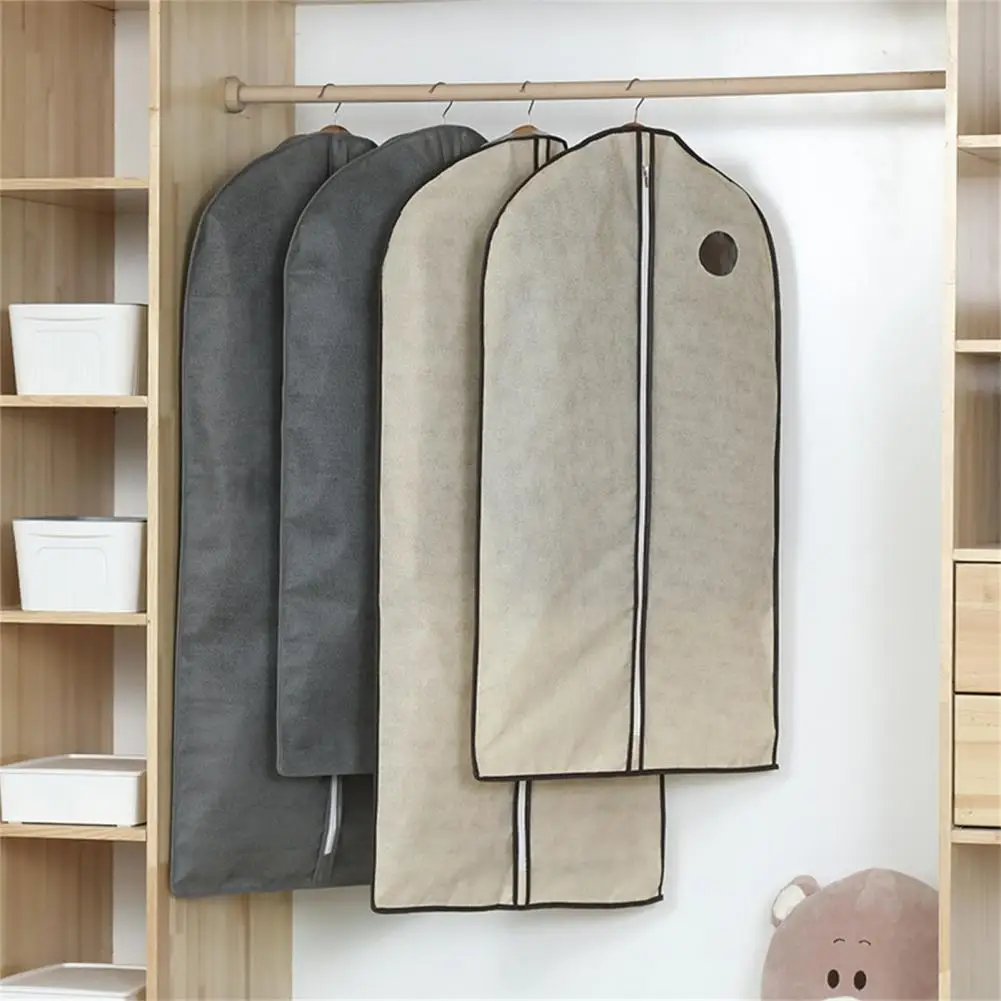 100/120cm Garment Cover Large Capacity Moisture-proof Non Woven Fabric Garment Dress Hanging Bag Closet Storage Pouch For Home