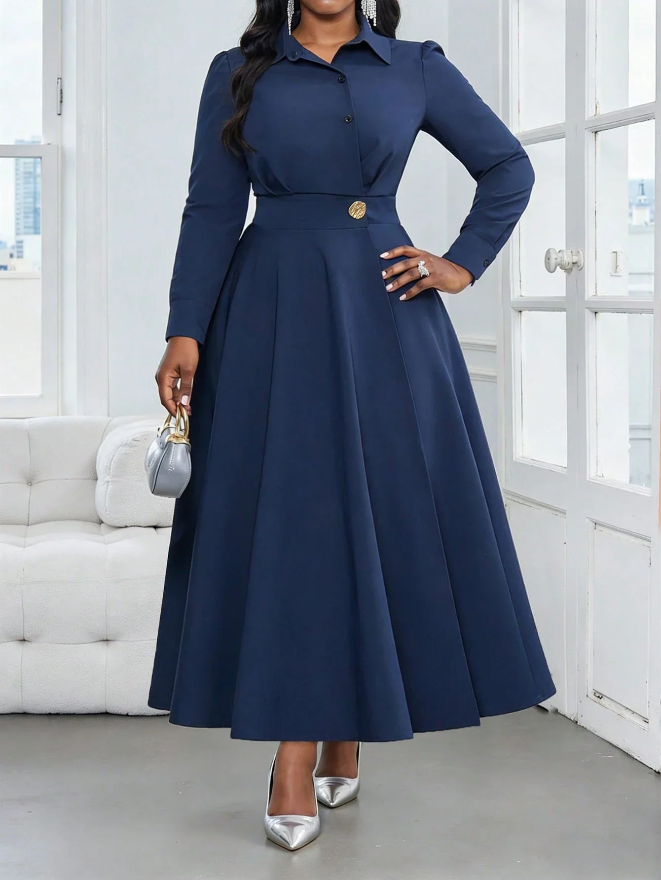 Navy Blue Long Slee…