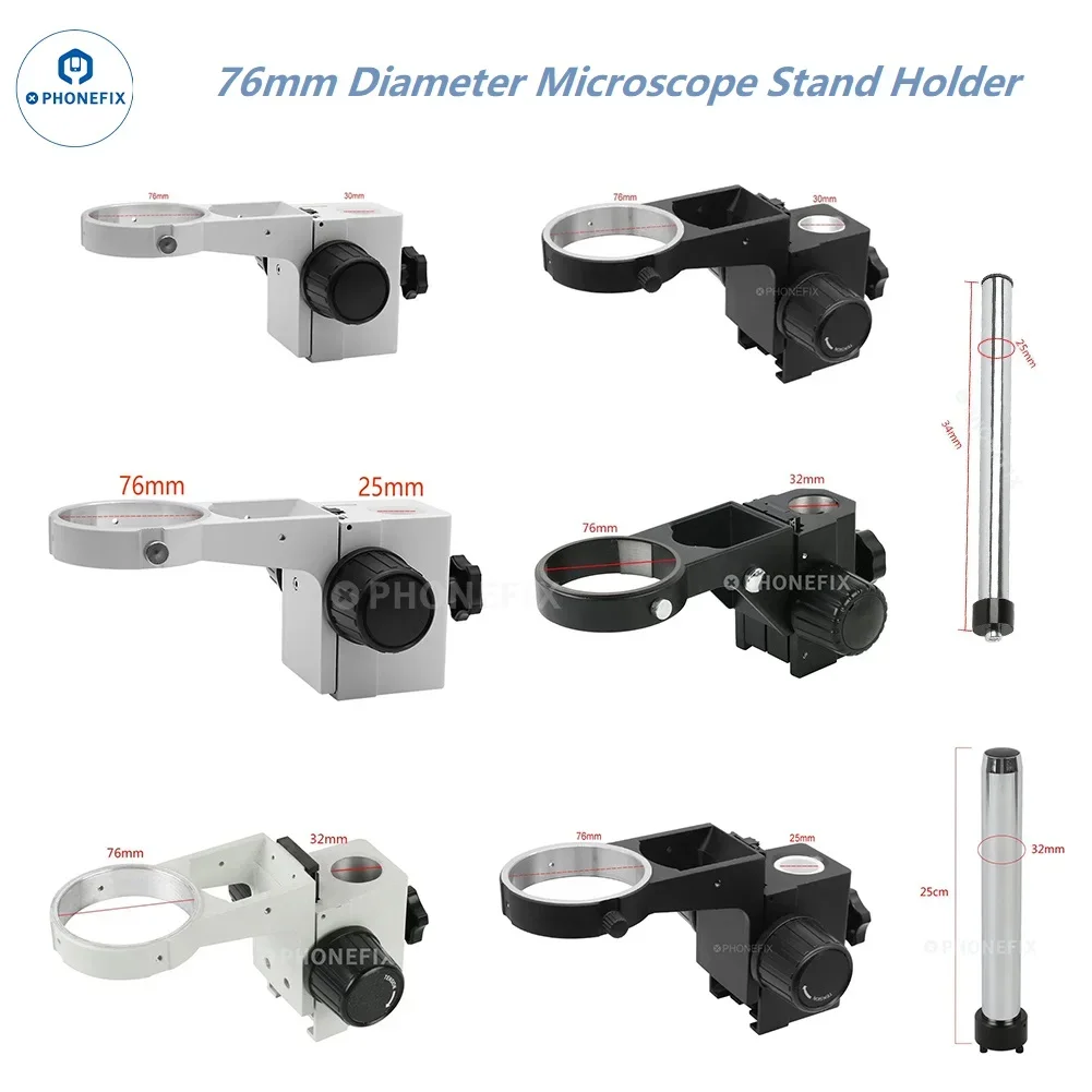 

76mm Diameter Adjustable Stereo Microscope Stand Holder Articulating Arm Pillar Clamp Bracket Accessories for Phone Repair Tool