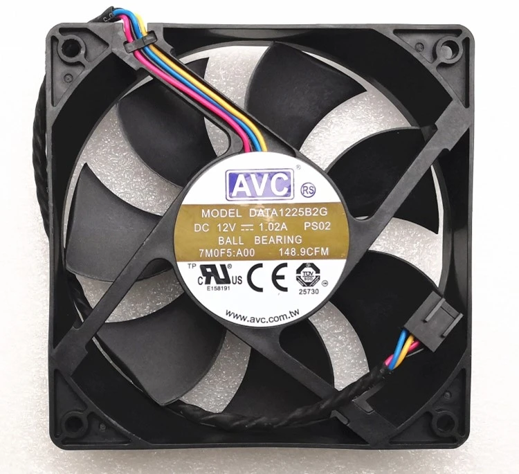 

DATA1225B2G PS02 New For AVC 12025 12cm Fan Double Ball 4-Wire 12V 1.02A 4300RPM 148.9CFM