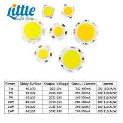 5pcs/ Lot LED COB Light Bulb Ø11mm Ø20mm 3W 5W 7W 10W 12W 15W LED Source Chip Light Lamp Led Spotlight Downlights