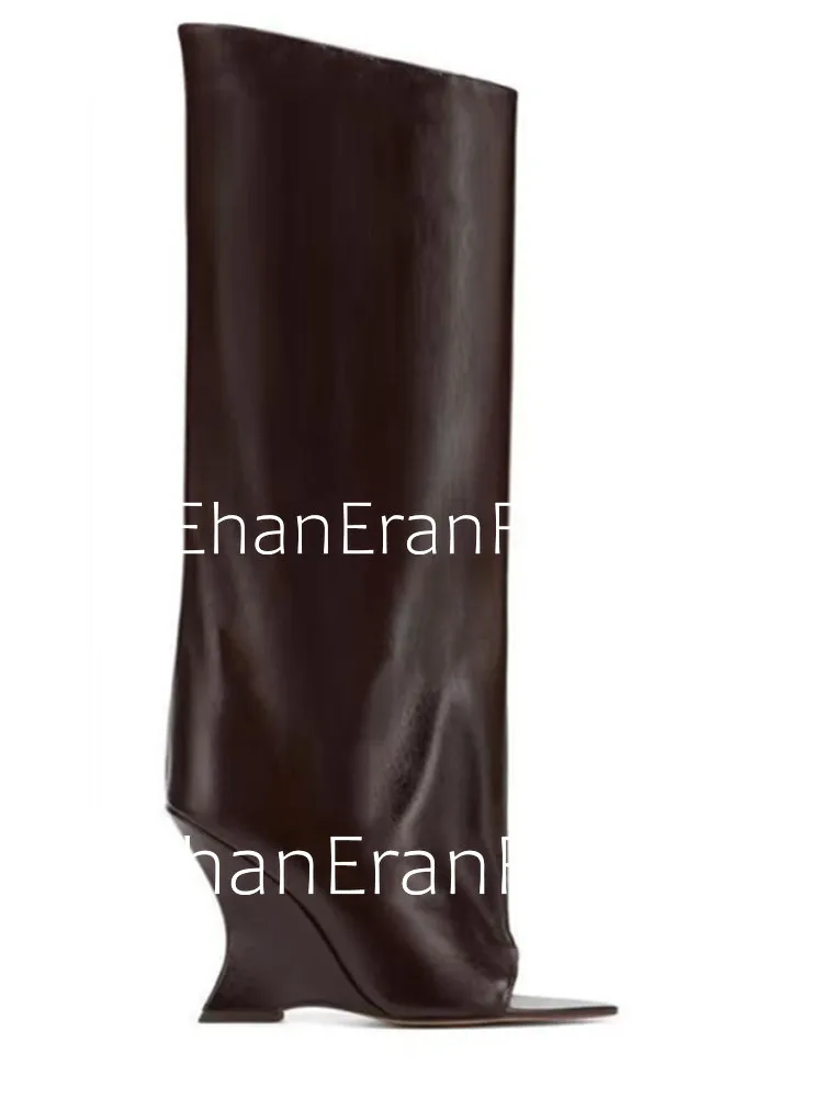 2026Ladies' Spring and Summer New Fish Mouth Slope High Heel Knee Boots, Fashionable Pointed Fashion Show Medium Cool Boots
