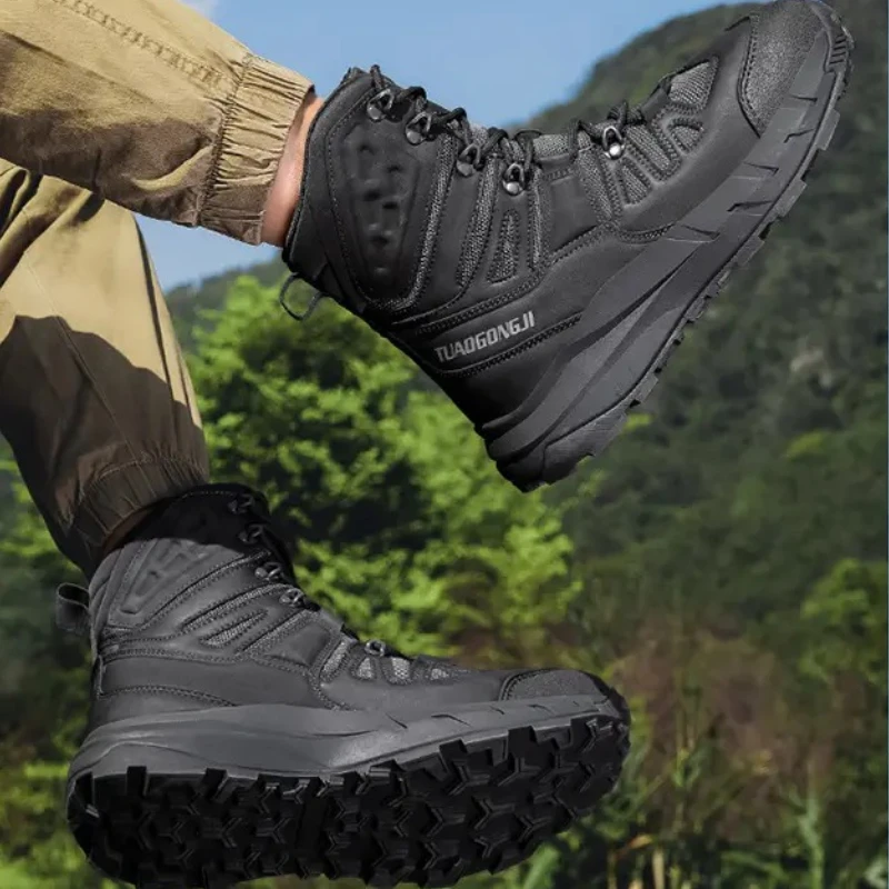 

Men's Classic LeatherHigh-Top Boots Versatile Casual Everyday Slip-Resistant Safety Boots Rubber Outsole Shock-Absorbing Insole